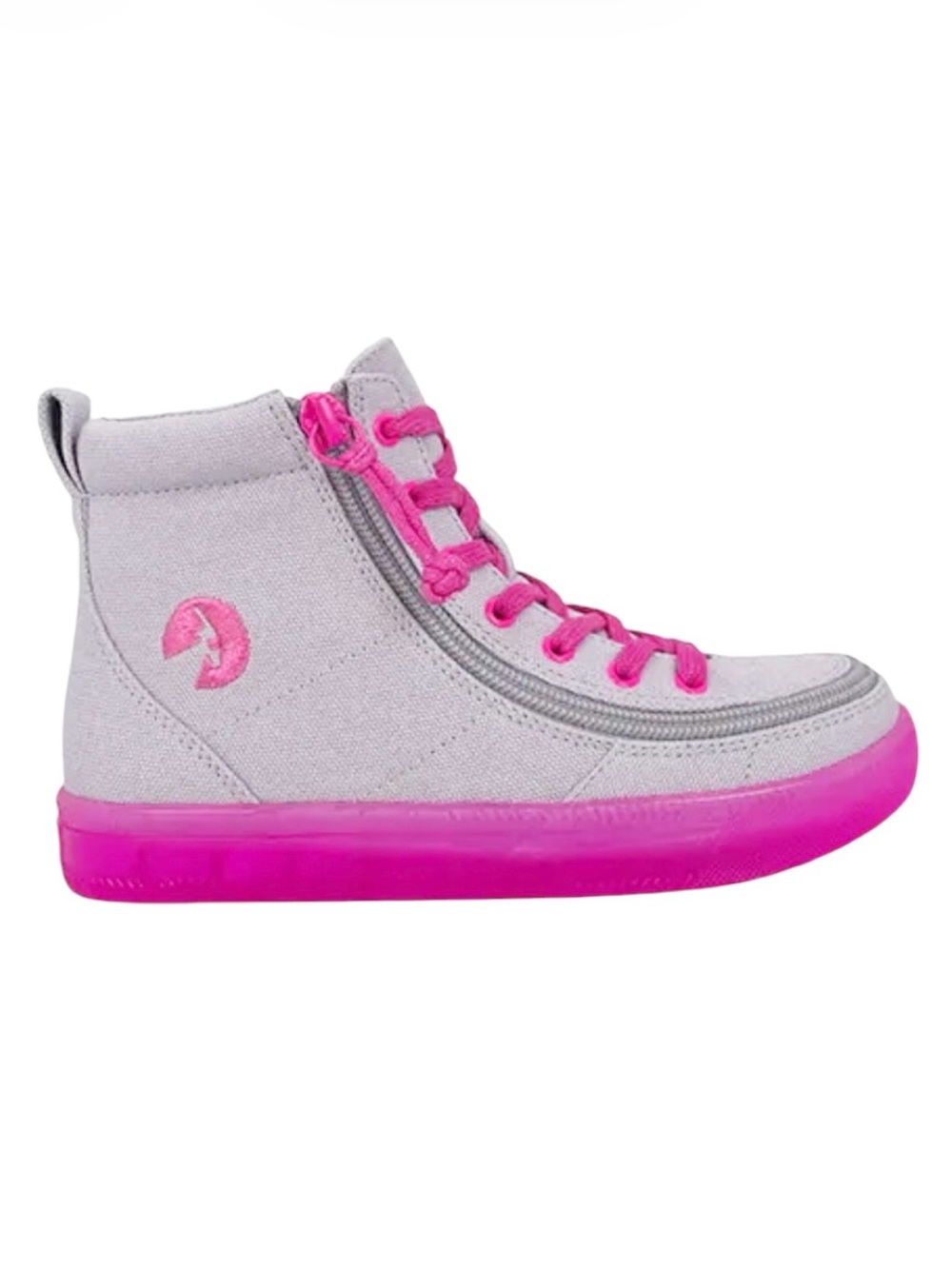 NEW BILLY Footwear Classic Lace High Sneakers - Grey and Pink Size 10